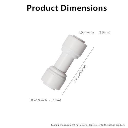 20 pcs 1/4" OD to 1/4" OD push fit straight union quick connector for RO water system push to connect tube - style: 1/4" straight connect(20)
