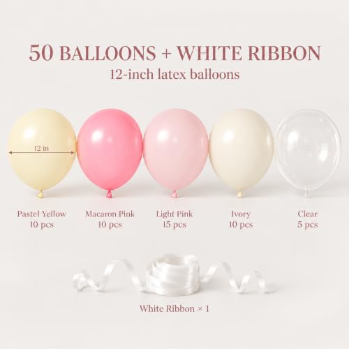 Pink and Yellow Balloons, 12 Inch Pastel Balloon for Bridal Baby Shower - color: Pink Yellow