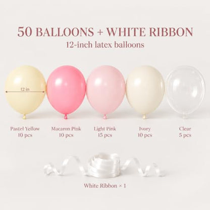 Pink and Yellow Balloons, 12 Inch Pastel Balloon for Bridal Baby Shower - color: Pink Yellow