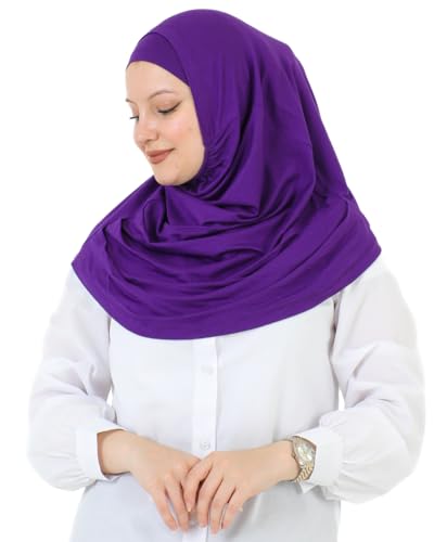 Prien Chic Ready To Wear Hijab For Women, Muslim Long Turban Undercap Set, Instant Scarf, Prayer Clothes For Girls, Abaya - color: Purple