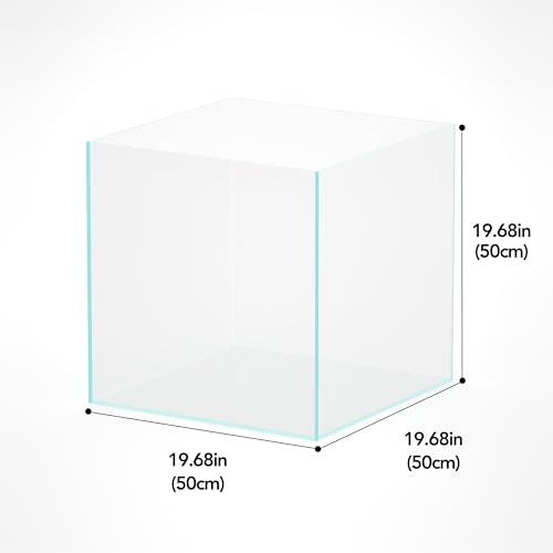 50C Rimless Low-Iron Cube Aquarium, 31 Gal, 19.7x19.7x19.7in | 50x50x50cm; aquascaping and fish; 8mm glass - size: 31Gal W19.7×D19.7×H19.7 in(50x50x50cm)