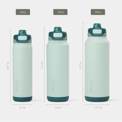 ZULU Powerfill Pro 24oz Stainless Steel Water Bottle with Quick Fill Lid, Triple Walled Vacuum Insulated Metal, Leak Proof Locking Lid, Sip and Chug, Reusable BPA Free, Evergreen - color: Evergreen, style: 24oz