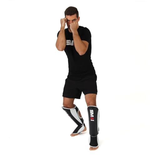 SMAI Thai MMA Kickboxing Guards for Men, Women, Kids with Comfortable, Durable, Impact Resistant, Ankle Support Shin Shields & Foot Protector a Pro-Grade Martial Arts Equipment. - size: Large
