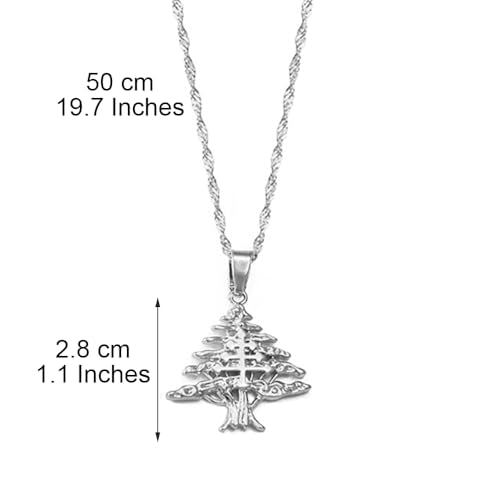 Liban Pendants Necklaces Lebanese Cedar Jewelry Lebanon Map Eastern Rite Church Maronite Cross Allah Symbol - color: Silver Color 3
