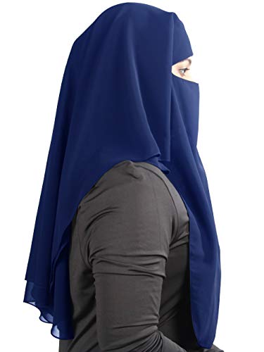 MyBatua 3 Layers Saudi Niqab In Breathable Georgette, Wholesale Price, 1pc Face Veil NQ-003 - color: Royal Blue