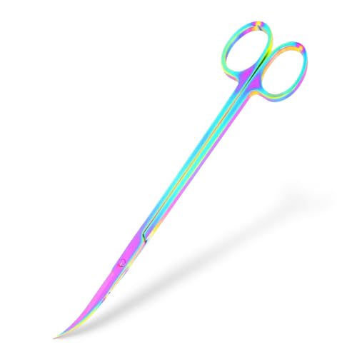 Mandala Crafts Rainbow 12 Inches Curved Aquarium Scissors for Fish Tanks | Extra Long, Rust Resistant Stainless Steel, Trimming Aquatic Plants, Bowls, Terrariums, Freshwater & Saltwater Aquascape - color: Rainbow Curved Scissors, size: 12 Inches