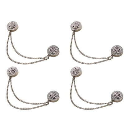 Multi-Function Magnetic Clothing Clips, 4 Packs Pinless Colorful Hijab Magnets, No Pierce Clothing Buttons for Women Dress Shirt Scarf - color: Silver-B