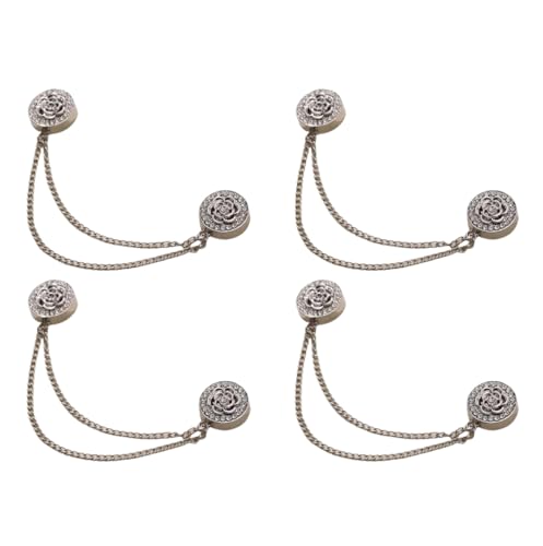Multi-Function Magnetic Clothing Clips, 4 Packs Pinless Colorful Hijab Magnets, No Pierce Clothing Buttons for Women Dress Shirt Scarf - color: Silver-B