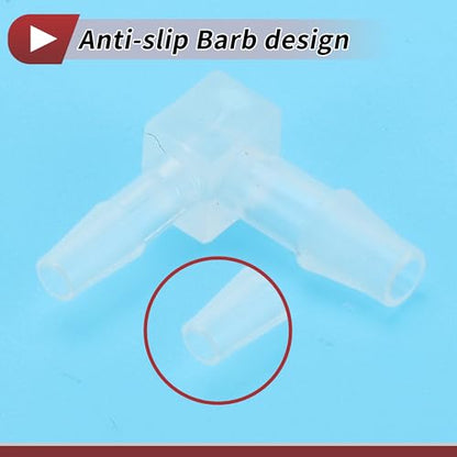 5 Pcs Aquarium Plastic Hose Barb Fitting 1/8" to 3/32" Hose Barb 90 Degree Elbow L Fitting Clear PP