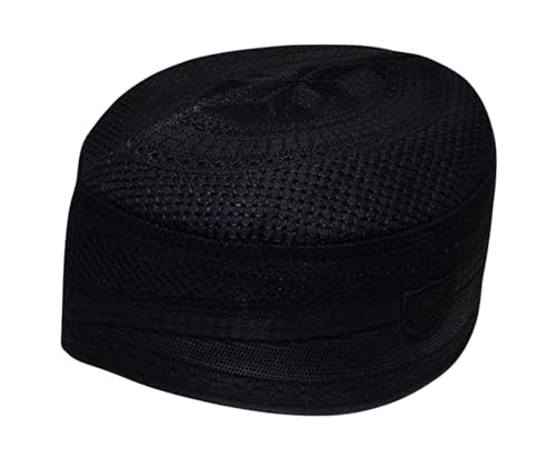 Al-Ameen Muslim Gift Muslim Kufi Hat for Men AMN-004 Islam Cap Unique Design Beanie Round Topi Headwear Ramadan Eid Gift - color: Black, size: XX-Large
