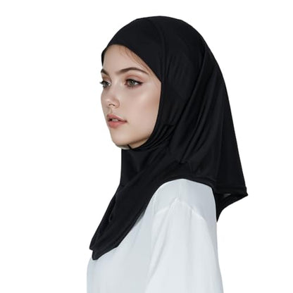 Solid Color Hijab for Women Muslim Prayer Scarfs for Women Women's Instant Hijab Modest Islamic Khimar - color: Black