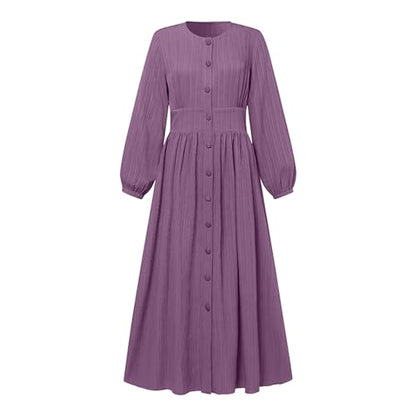 Abaya Dress For Women One-Piece Prayer Clothes Abaya Dubai Kaftan Long Sleeve Robe Thobe Dubai Islamic Clothing - color: Purple, size: 5X-Large