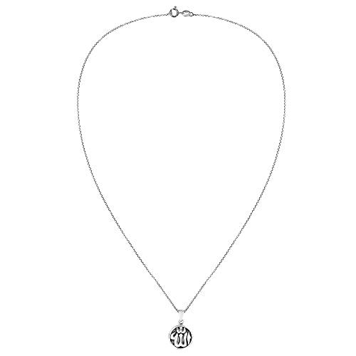 AeraVida Round Allah Symbol or Islamic God .925 Sterling Silver Pendant Necklace | Elegant Religious Sterling Silver Jewelry
