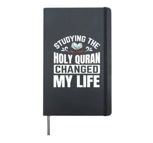 Muslim Allah Studying The Holy Quran Changed My Life Islamic Hardcover Journal, Black