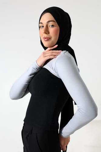 ihvan online, Women's Hijab Muslim Prayer Sleeve, Sleeves to Cover Arms for Women, Soft Stretchy Modest Hijab Arm Sleeves - color: Grey Neck