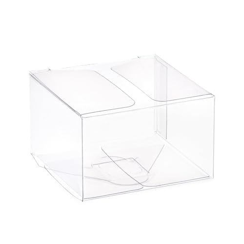 Hammont Clear PET Plastic Boxes - Transparent Storage Containers for Party Favors, Gifts, Cookies, Ornaments, Weddings, Birthdays, and Special Events - 2.25"x2.25"x1.375" (36 Pack) - size: 2.25"x2.25"x1.375"
