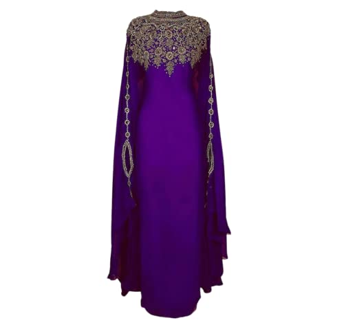 Abaya Kaftan Kimono FARASHA Fancy Casual Muslim Dubai Loose Cover Ups Moroccan - color: Purple, size: Large