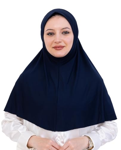 Prien Ready Hijab For Women, One Piece Muslim Instant Turban, Easy To Wear Long Head Scarf, Turkish Islamic Clothes For Abaya - color: Navy Blue