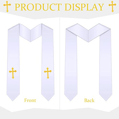 Tarpop Embroidery Clergy Stole Church Pastor Wedding White Traditional Choir Stole with Embroidery Cross for Men Wedding Officiant Priest Robe Accessories