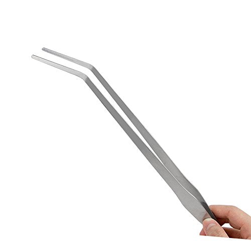 Straight and Curved Stainless Steel Super Thick Tweezers Set,Pliers Aquarium Tool Fish Tank Aquatic Plants Forceps Clip (15") - size: 15"