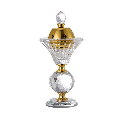 Crystal Incense Burner,Oud Frankincense Aromatherapy Bakhoor Burner Arabian Diffuser Desk Decor for Yoga Meditation Spa (Moon)