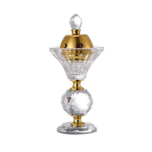 Crystal Incense Burner,Oud Frankincense Aromatherapy Bakhoor Burner Arabian Diffuser Desk Decor for Yoga Meditation Spa (Moon)