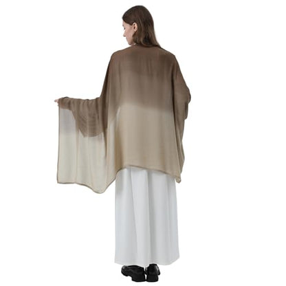 Women Scarf and Shawls, Soft Modal Jersey Scarves, Gradient Long Wrap for Spring Summer and Autumn - color: Khaki & Beige