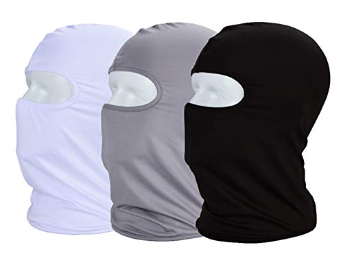 Balaclava Sun/uv face mask UPF 50+ ski mask Neck Gaiter face Scarf Outdoor Sports 3pack - color: Black+white+grey