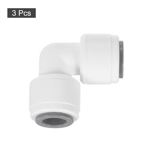 uxcell 3Pcs Plastic 5/16" OD x 5/16" OD Air Hose Fittings, 90 Degree Elbow Union Coupling for RO Water System, White (8-8mm)