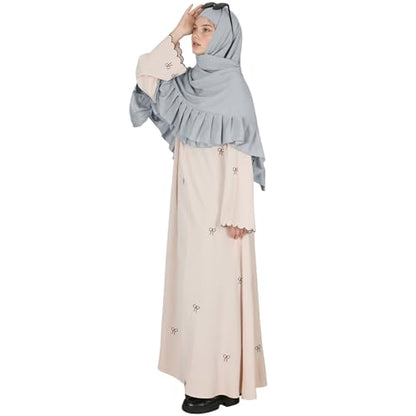 Prayer Hijab for Women Muslim Cotton Blend Lightweight Ruffled Square Scarf - color: Gray