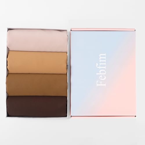 Febfim 4 PCS Muslim Women Soft Premium Solid Chiffon Hijab Scarves Shawl Long Scarf Wrap Scarves with Gift Box - color: Clear