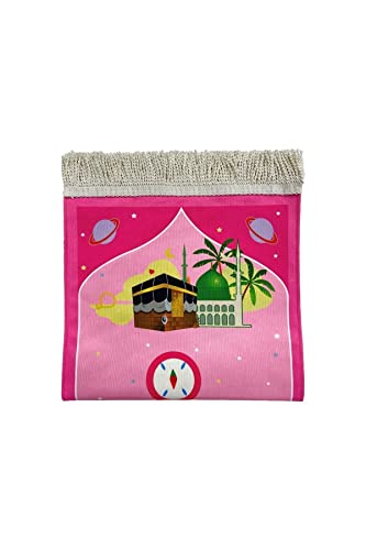 Generic Kids Prayer Mat - Pink Eid Gifts for Girls - Salah Mat for Kids - Enjoyable Prayer Rug - Tree Pattern - Small - Handmade - Cotton - Water Resistant - Machine Washable