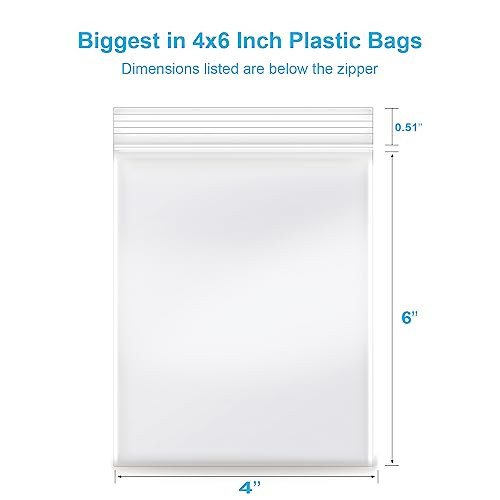 4''x 6'', (Pack of 200) 2 mil Clear Plastic Reclosable Zip Poly Bags with Resealable Lock Seal Zipper for Photo, Jewelry, Bakery, Treats, Treats, Travel, Storage, Packaging & Shipping - size: 4" x 6"