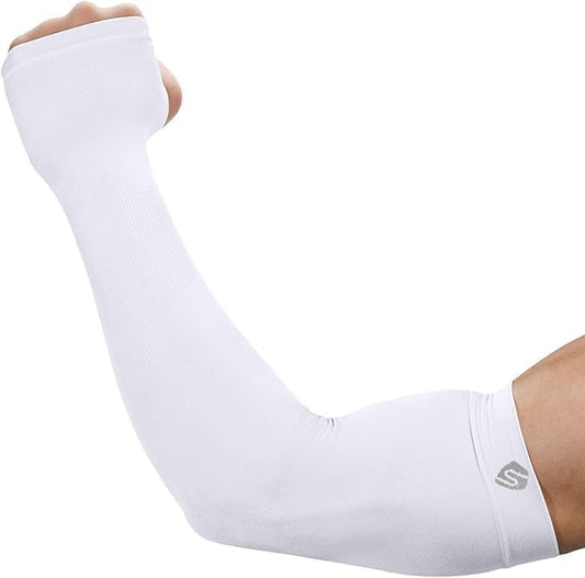 Arm Sleeves for Men Women UV Sun Protection Compression Arm Warmer Tattoo Cover Up, Sports Golf Cooling Sleeves - color: 1 Pair_white_new