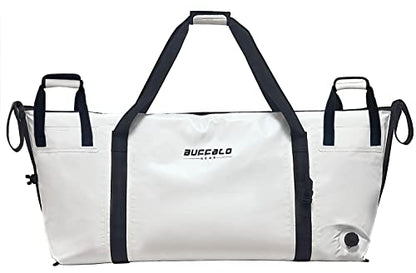 Buffalo Gear Insulated Fish Cooler - 27.5QT 58QT Waterproof Flat Bottom Bag, Leakproof and Fishing Kill Bag - color: White-85QT