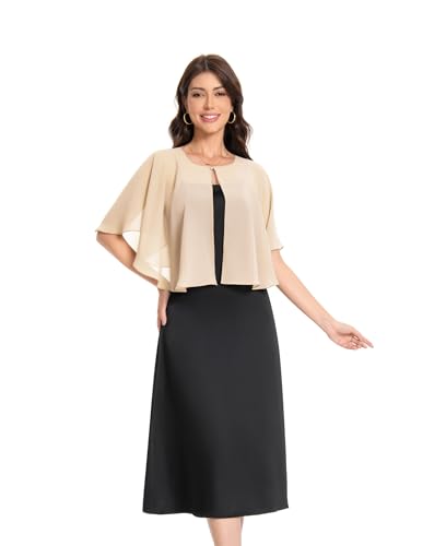 Baoqiya Capelets for women Chiffon Cape Soft Shawls and Wraps For Women - color: Champagne