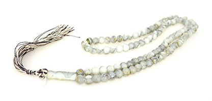 Islamic Prayer Beads - Misbaha Tasbih 99 Glass Bead Necklace - color: Marble Gray