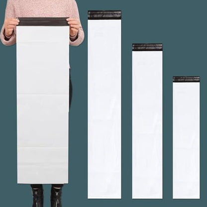 Poly Mailers Long Shipping Bags 10x30 Inch 50 Pack Envelopes Bag for Unique Items Storage Packaging, Self Sealing Waterproof Mailing - size: 10x30 Inches