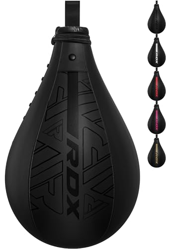 RDX Speed Bag Boxing Ball, Maya Hide Leather Dodge Striking Target with Additional Bladder, MMA Muay Thai Punching Workout Kicking Martial Arts Training Home Gym Exercise Speedball - color: BLACK, size: Speed Bag without Swivel
