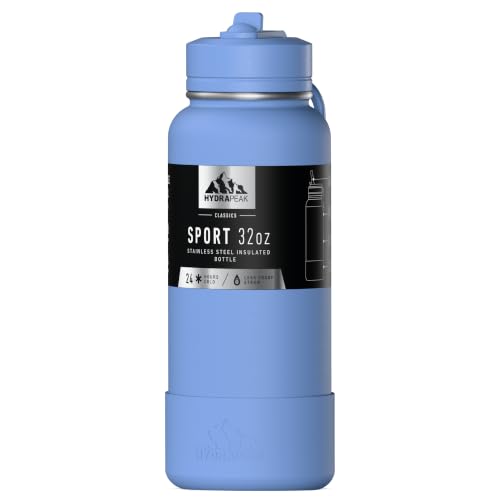 Hydrapeak 32oz Sport Insulated Water Bottle with Straw Lid, Leak & Spill Proof, Keeps Drinks Cold for 24 Hours, Hot for 12 Hours, Premium Stainless Steel Water Bottles (32oz, Skyfall) - color: Skyfall