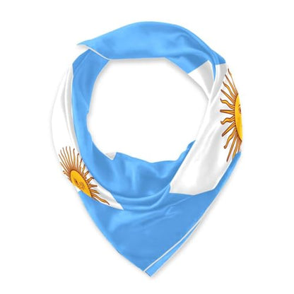 Bandana Square Head Scarf for Women Satin Hair Wrap Fashion Headband 27" - color: Argentina Flag