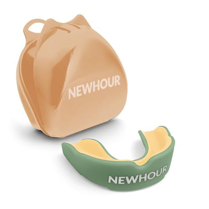 Basic Sports Mouthguard for Boxing, MMA & Football | Boil-and-bite fit with ventilated case - color: Basil