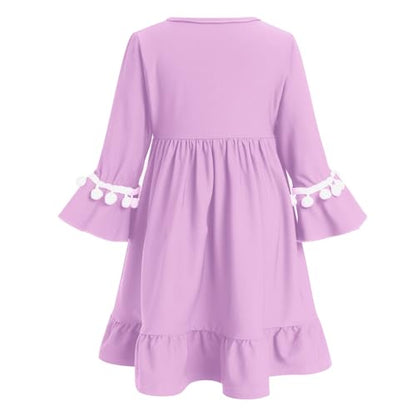 IWEMEK Infant Baby Girl Prayer Dress Kids Muslim Clothes for Toddler Girls Abaya with Hijab Ruffle Islamic Eid Ramadan Outfit - color: Lavender, size: 6-12 Months