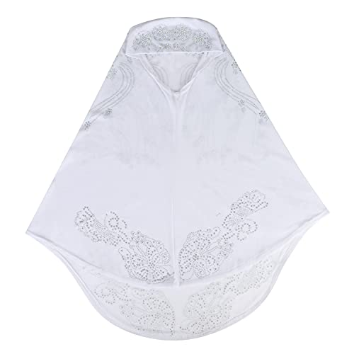 SIQITECHNO Elegant Hijab for Women Muslim Turban Scarf Islamic Headscarf Muslimah Turban Arabian Headwear Eid Scarf Shawl - color: White