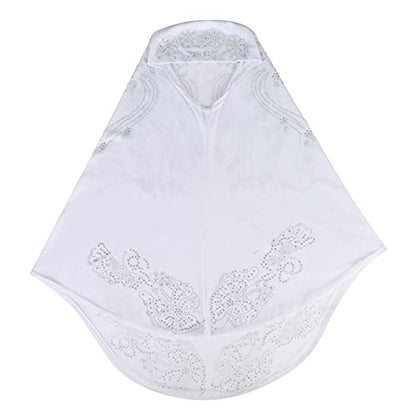 SIQITECHNO Elegant Hijab for Women Muslim Turban Scarf Islamic Headscarf Muslimah Turban Arabian Headwear Eid Scarf Shawl - color: White