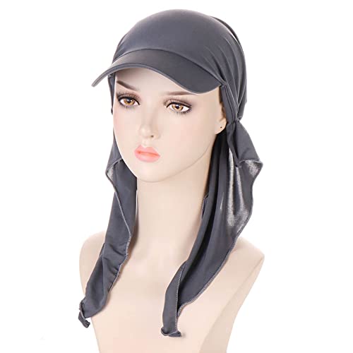 Hijab Scarf for Women Baseball Curved Brim Cap | Soft Breathable Cotton, Lightweight Feel, Adjustable Strap, Curved Brim, Summer Wear, Outdoor Activity, Casual Daily Use - color: 04#_grey
