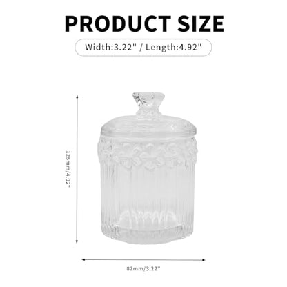 2 Pack Glass Qtip Holder Canisters with Lids, Crystal Clear Apothecary Jars for Cotton Balls, Swabs, Floss, Candy & Makeup Pads, Bathroom Vanity Organizers & Beauty Storage(Clear)