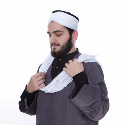Lux Islamic Prayer Turban, Sarik, Muslim Men Headscarf | Namaz Turban, Shawl Keffiyeh, Cotton Wrapping Fabric - color: White