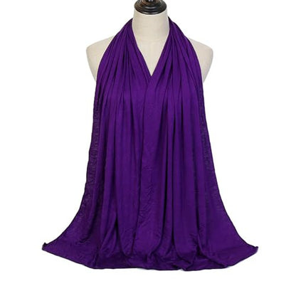 Hijab Scarf for Women Soft Cotton Muslim Jersey Hijab Head Wrap Scarves Fashion Long Scarf Shawls - color: Dark Purple