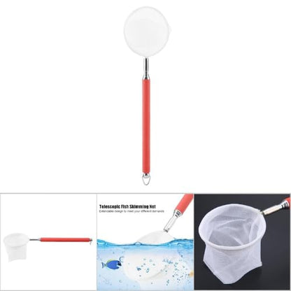 Green/Red Square Round Metal Aquarium Fish Net Mini Size Extendable Telescopic Fish Shrimp Landing Net Aquarium Fish Tank Tool - style: Red Round